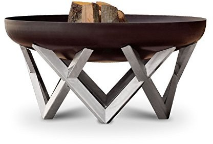 Svenskav Brasero Venta de 63 cm para jardín y terraza (acero bruto, XXL) – Diseño redondo para hoguera al aire libre – Cuenco resistente al fuego grande adecuado para parrillas, barbacoas, barbacoas,