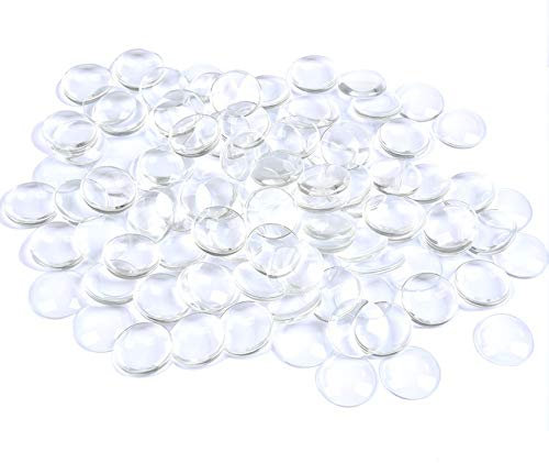 BUYGOO 100PCS Glas Cabochon Set rund Crystal Cabochon Glaskuppel Fassung Flat Back Glasstein 25mm DIY Schmuck Basteln Transparente Glas Kuppel Fliesen für Anhänger Armband Rohlinge Halskette