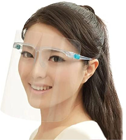 Full Face Protective Face Shield Visor, Face Shield with Glasses Transparent Face Visor Resistant to Prevent Saliva, Oil Fume, Spitting Anti-Fog Lens for Daily activities and Working (50)