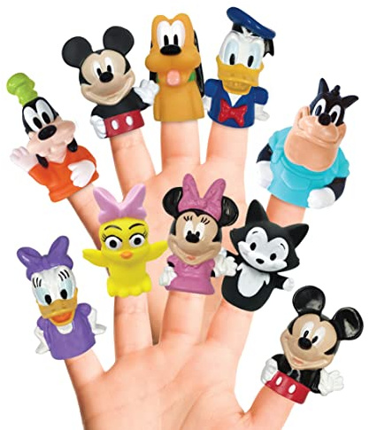 Disney Mickey & Friends 10-Piece Finger Puppet Set - Party Favors, Educational Story Time, Floating Pool & Beach Toys