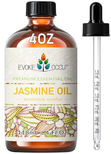 EVOKE OCCU Jasmine Essential Oil for Cleaning, Air Freshening, Relaxing, Add to Spray and Diffuser - 4 Fl Oz