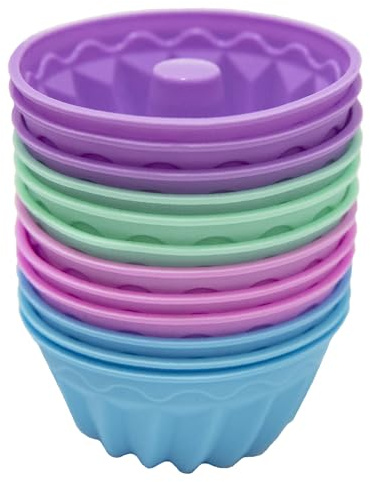 Mlying 12 stycken silikongugelhupf bakform flexibel mini gugelhupf Ø 8 cm, höjd 5 cm (rosa-12-pack)