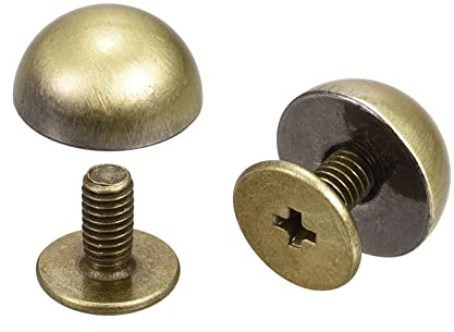 sourcing map 10x6mm Screw Back Rivets Solid Round Head Leather Studs Spike Bronze Tone 10 Sets