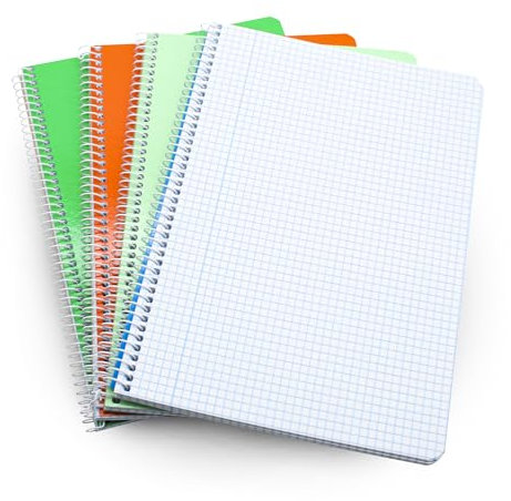 DOJA Barcelona | Notizbuch A5 Kariert | Notizheft A5 kariert mit Softcover | 4er Pack | 210x148mm | 80 Blätter | 4x4 mm | Farbige Notizbücher | Ringbuch weicher Einband, Spiralblock, Zufällige Farben