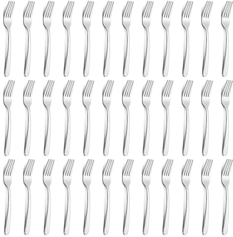 Pleafind 36-Pcs Salad Forks Set (7.1 inch), Stainless Steel Flatware Forks Silverware, Mirror Polished Dessert Forks Bulk Set, Small Metal Forks for Home, Kitchen, Restaurant, Dishwasher Safe