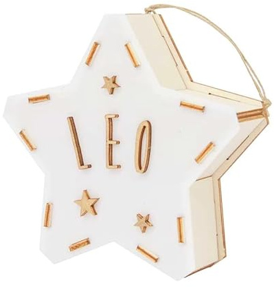 VINTIUN - Mini Lampara Quitamiedos Personalizada con Nombre - Estrella Luminosa Madera Personalizable para Bebé y Adulto