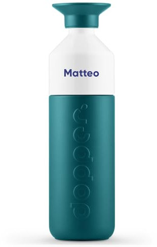 Personalisierte Dopper Insulated Thermosflasche - Edelstahl Trinkflasche - Thermobecher für Kaffee, Tee - Doppelwandig, auslaufsicher, hält 24h kalt / 9h heiß (Green Lagoon, 580 ml)