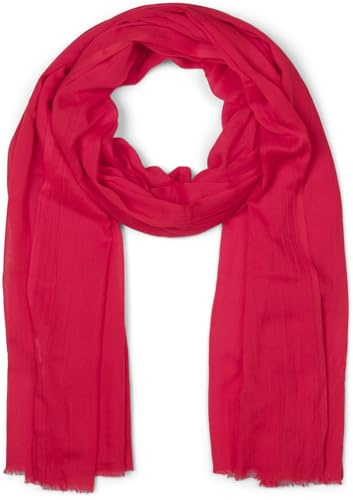 styleBREAKER écharpe femme légère & transparente avec de courtes franges | foulard uni pour le printemps et l'été | grand châle doux 188 x 100 cm, Rouge