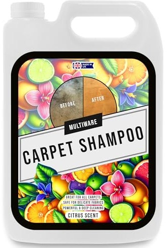 MultiWare Carpet Cleaner Shampoo Citrus 5L | Carpet Shampoo for Machines | Carpet Cleaner Solution | Safe for ALL Machines | Pet Friendly Formula | Removes Pet Odours and All Stains | 1 Bottle