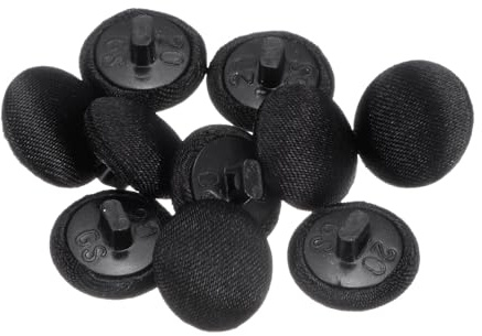 sourcing map 10pcs 20L Fabric Cloth Covered Button 12.5mm Round Plastic Sewing Buttons for Suits Dress Blouses, Black