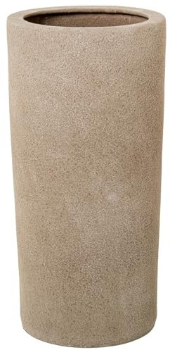 DRW Paraguero Redondo de Ceramica en Beige 25x25x50 cm