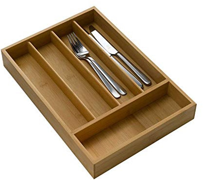 Casa Nova Besteckkasten - B 34 x H 5 x T 26 cm - 5 Fächer - Bambusholz - Besteckeinsatz Schubladeneinsatz Ordnungssystem für Schubladen