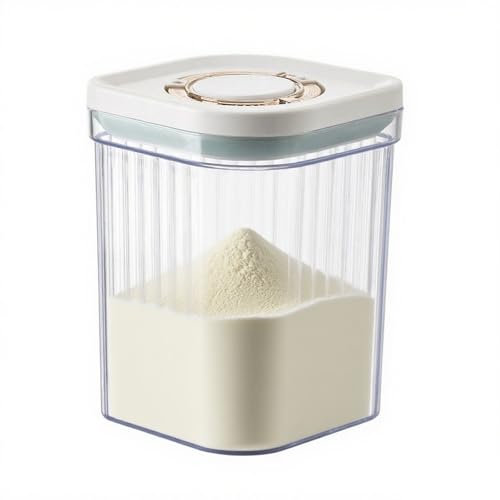 Luftdichte Milchpulver-Spender, Tragbarer Milchpulver-Kasten,Milchpulver Behälter mit Löffel, Einhandbedienung, Anti-UV, Abnehmbar, zur Aufbewahrung von Baby Milchpulver