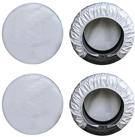 Set di 4 coperture impermeabili per pneumatici per auto, e rimorchi | Set di coperture elastiche durevoli universali per polvere e protezione solare, accessori in tessuto Oxford per L