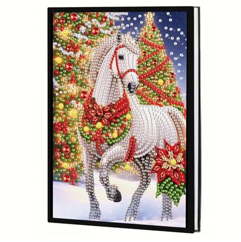 DCIDBEI Bloc Notes Peinture Diamant Carnets de Notes A5 Diamond Painting Carnet de Croquis Vierge Carnet de Voyage Journal Cadeaux Journal Livre Anniversaire Noël Cheval