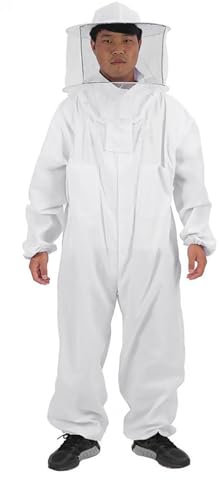 Imkeranzug Stichfest Mit Abnehmbarer Und Atmungsaktiver Kapuze, Vollschutz Imkeranzug Mit Elastischen Bündchen Für Imker, Professioneller Imkeranzug Für Männer Und Frauen, XL/XXL, Weiße