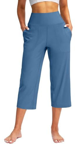 Uwdiohq Leggings de Yoga Taille Haute décontractés avec Poches pour Femmes, Pantalons Larges et Confortables Short Blanc Fille Danse Legging Court Femme, Legging Collant Femme Sport Pantalon De