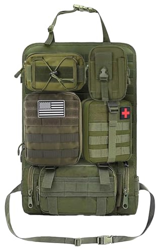 Tactical Car Seat Back Organizer, Universal Vehicle Seat Back Organizer | Waterproof Molle Vehicle Backrest Bag with 5 Detachable Pouches, Backrest Hanging Bag Fit for Jeep Truck SUV, Car Accessories
