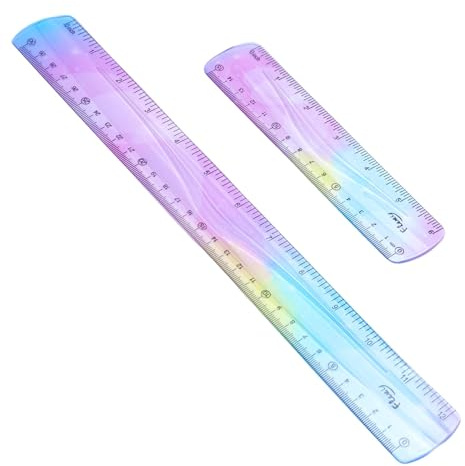 Flexible Ruler and Bendy Ruler Set, 30cm 15cm Bendable Shatterproof Plastic Rulers with Dual CM/Inch Scales, 30cm Bendy Ruler Colorful Unbreakable School Rulers (2PCS 30/15CM)