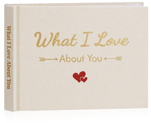 Miaikoe What I Love About You tygdagbok för par sentimentala gåvor för pojkvän, make, födelsedag, alla hjärtans gåvor (beige)
