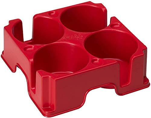 muggi 4 Cup Holder/Drink Holder - Reusable Non Spill Cup Holder - Travel, Camping, Festival - Recycled Plastic Mobility Aid Cup Carrier - Hot Drinks Tray, Tea, Coffee & Bottle Holder - Red