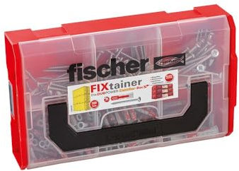 fischer FixTainer DuoPower Elektriker-Box, Dübelbox mit 300 Teilen, DuoPower Dübel mit passenden Schrauben (200 Stk. 6 x 30, 20 Stk. 8 x 40), Universaldübel, praktisches Dübelset