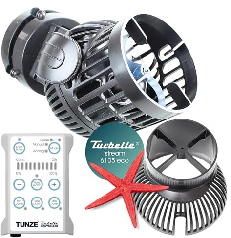 TUNZE Strömungspumpe Turbelle Stream 6105 eco I Pumpe für 3D einstellbare Strömung I Propellerpumpe mit Magnet Holder & Silence Klemme bis 15mm Glasstärke I Wasserpumpe für Salzwasser-Aquarium