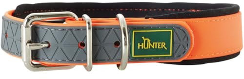 HUNTER Hundehalsband CONVENIENCE COMFORT, Farbe: neonorange, Mit Neopren-Polsterung, witterungsbeständig, pflegeleicht, ideal für Sport & Freizeit, Größe: 55