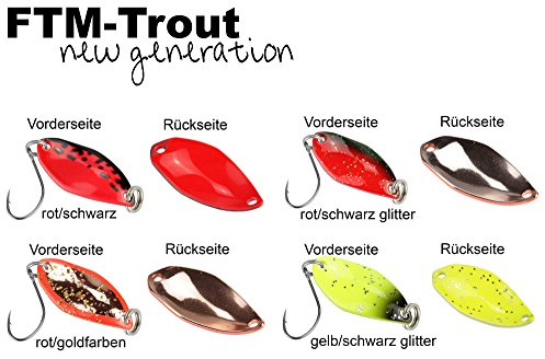 4 FTM Spoon Fly 1,2g - Forellenblinker Set zum Angeln auf Forellen, Löffel zum Forellenangeln, Löffelblinker zum Ultra Light Angeln
