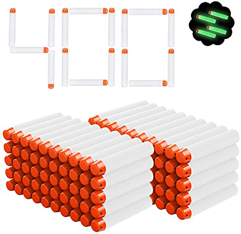 Airlab 400 Pezzi di Proiettili Glow-in-The-Dark per Nerf Dart Accessorio, Dardi Fluorescente per N-Strike Elite, Ricarica Munizioni Glow Pallottole, Regalo Compleanno Pasqua Halloween Natale, Bianco