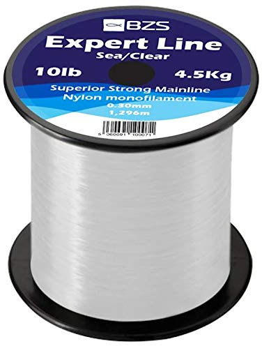 BZS Expert Carp Coarse Fishing Line Nylon Monofilament - Strong Tension High Load String Spool 4lb 5lb 6lb 8lb 10lb 12lb 15lb 20lb 25lb 30lb 40lb 50lb 60lb (Clear, 0.30mm - 1,296m / 10lbs - 4.5Kg)