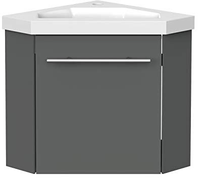 Eckwaschtisch 40 cm Eckschrank Vormontieren Waschbecken mit Unterschrank Waschtisch kleinmöbel Anthrazit