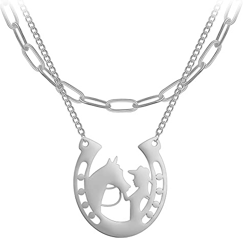 LIKGREAT Flicka och häst hänge halsband hästälskare halsband charm vänskap smycken rostfritt stål hästgåvor för flickor kvinnor födelsedag årsdag