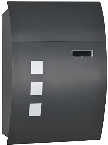 HOMCOM Cassetta Postale Ricurva in Acciaio Zincato con 3 Fessure e 2 Chiavi di Sicurezza incluse, 45x10x32 cm, Grigio