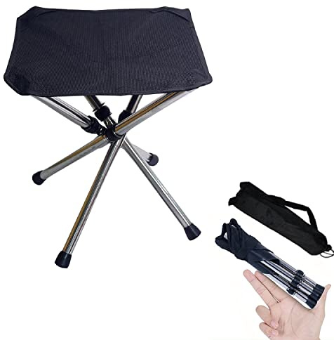 CRSUSUKJ Silla plegable de camping, taburete de camping, taburete portátil, silla portátil, mini taburete plegable, taburete de pesca, para adultos, pesca, senderismo, jardinería y playa con bolsa de