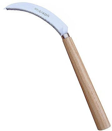 kyaoayo Hoz, hoz con hoja dentada, acero inoxidable, 6,5 pulgadas, mango de madera de camelia, adecuado para árboles y arbustos, cuidado del césped y arriates, así como eliminación de malas hierbas en