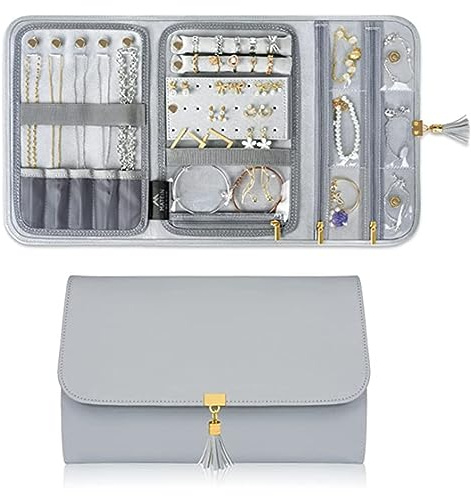 BBTISG Rouleau de Rangement de Bijoux de Voyage, Sac à Bijoux Pliable Enroulable Rouleau de Bijoux Pliable pour Colliers, Boucles D'oreilles, Bagues, Bracelets