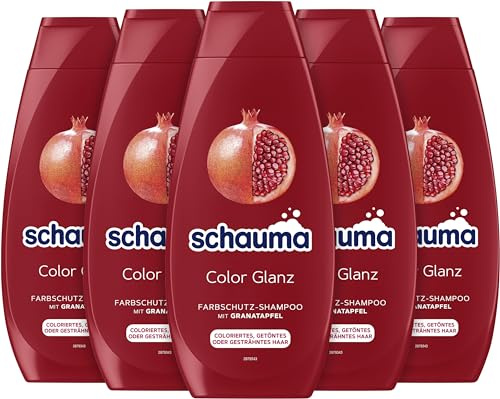 Schauma Schwarzkopf Color Glanz Lot de 5 shampoings de protection de la couleur (5 x 400 ml) - Shampooing pour cheveux colorés, teints ou méchés - Avec extrait de grenade