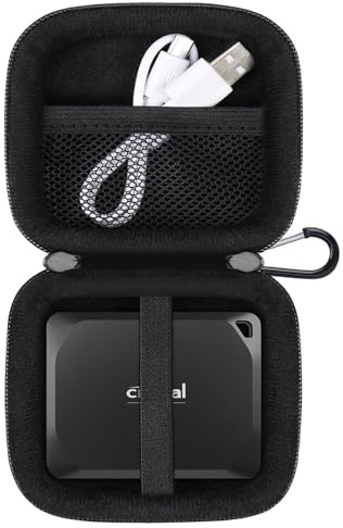 Lacdo Custodia Rigida Hard Disk Esterno per Crucial X10 Pro/Crucial X9 Pro Portable SSD 1TB 2TB 4TB USB 3.2 Stato Solido Esterne EVA Antiurto Impermeabile Protettiva Borsa, Nero+Nero