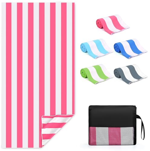 Zusentee Serviette de Plage Grande 180×90 cm, Serviette de Plage en Microfibre, sans Sable et à Séchage Rapide, Douce et Légère, Adaptée pour la Plage, Les Voyages, Le Yoga et Plus Encore, Rose