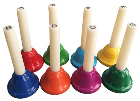 Generic 8 Uds. Campanas de mano de 8 notas campanas musicales campanas de percusión de mano juguetes musicales para niños pequeños