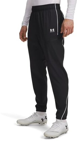 Under Armour Men's Challenger Warm-Up Pant, Water-Resistant Tracksuit Bottoms with Ankle Cuffs, Men's Joggers for Sports and Athletics,Black / / White,XL
