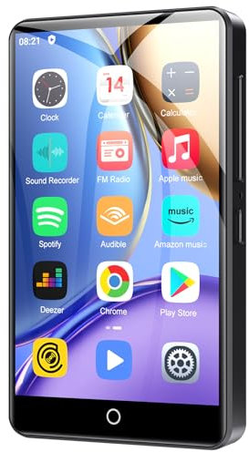 Reproductor MP3 con Bluetooth y WiFi, Oilsky 80GB(16+64) Mp3 & Mp4 Reproductor de Música, 4'' 1080P Pantalla Táctil, Portátil Android 9.0 Spotify Player (Negro)