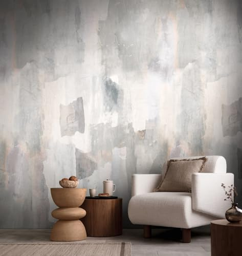 Livingwalls Anna D'Andrea Fototapete Abstrakt 1,59 m x 2,80 m - Creme, Grau, Rosa - Tapete Aquarell - 782073