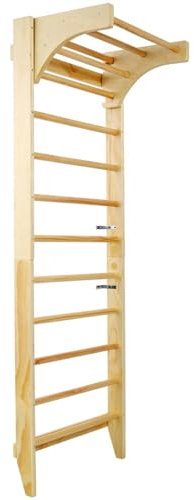 Wooden Swedish Ladder Stall Bars with Adjustable Pull-Up Bar Wall Mounted Fitness Equipment for Gymnastics Physical Strength Training and Home Exercise,A,02