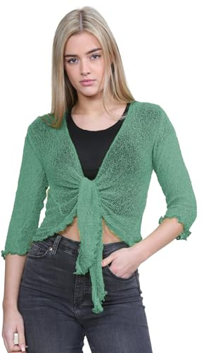 Hamishkane® Women's Cardigans, Double Fine Knit Bali Tie Up Shrug for Women - Perfect Stretchy Cropped Cardigan for Layering Over Summer Dresses & Tops