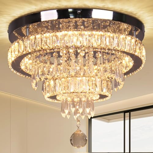 Finktonglan 40 cm 5-stufige Kristall-LED-Deckenleuchte, 55W Warmweiß