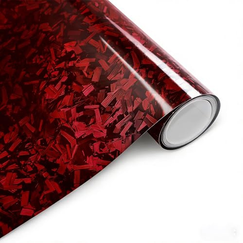 Arespark Red Forged Carbon Fiber Vinyl Wrap, High Gloss Car Wrap Vinyl Film with Bubble Free Air Release Technology DIY Auto Decoration Sticker 1ft x 5ft