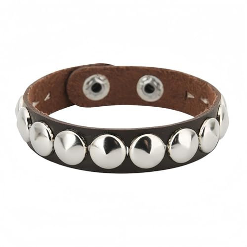 Piceioep Brazalete con vanguardista, pulsera redonda y con tachuelas de metal, perfecta para amantes del rock gótico y alternativa, pulsera con tachuelas