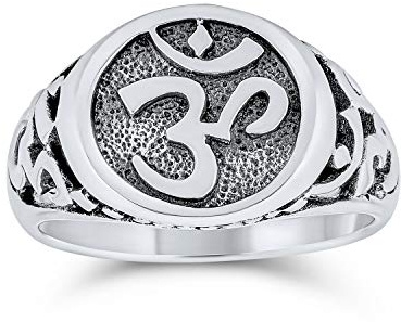 Bling Jewelry Anillo Sello Om Con Escritura Devanagari Para Mujeres Para Hombres Plata Esterlina Oxidada .925